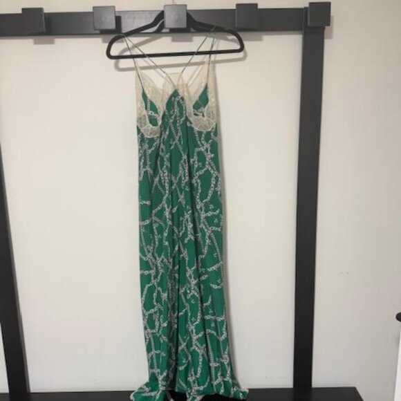 Zadig & Voltaire Risty Green chain 100% Silk Racerback Midi Slip Dress, size Sm - Picture 5 of 11